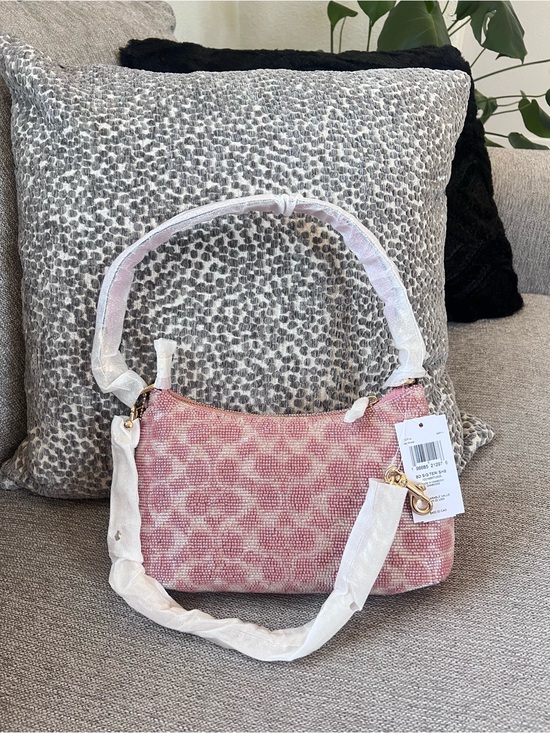 Coach Handbags - Coach Beaded Teri Light Pink Signature Satin Shoulder Bag